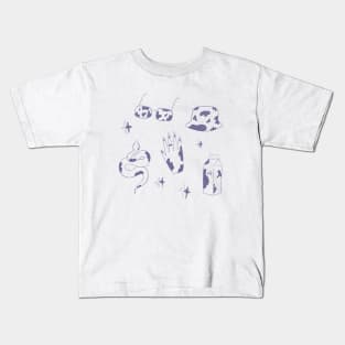 Cow print sticker set Purple Kids T-Shirt